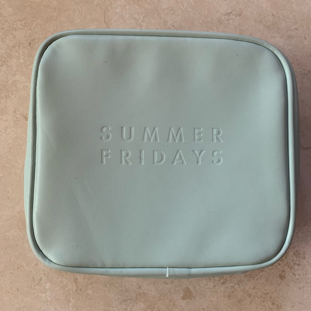 Summer Fridays mint green makeup bag